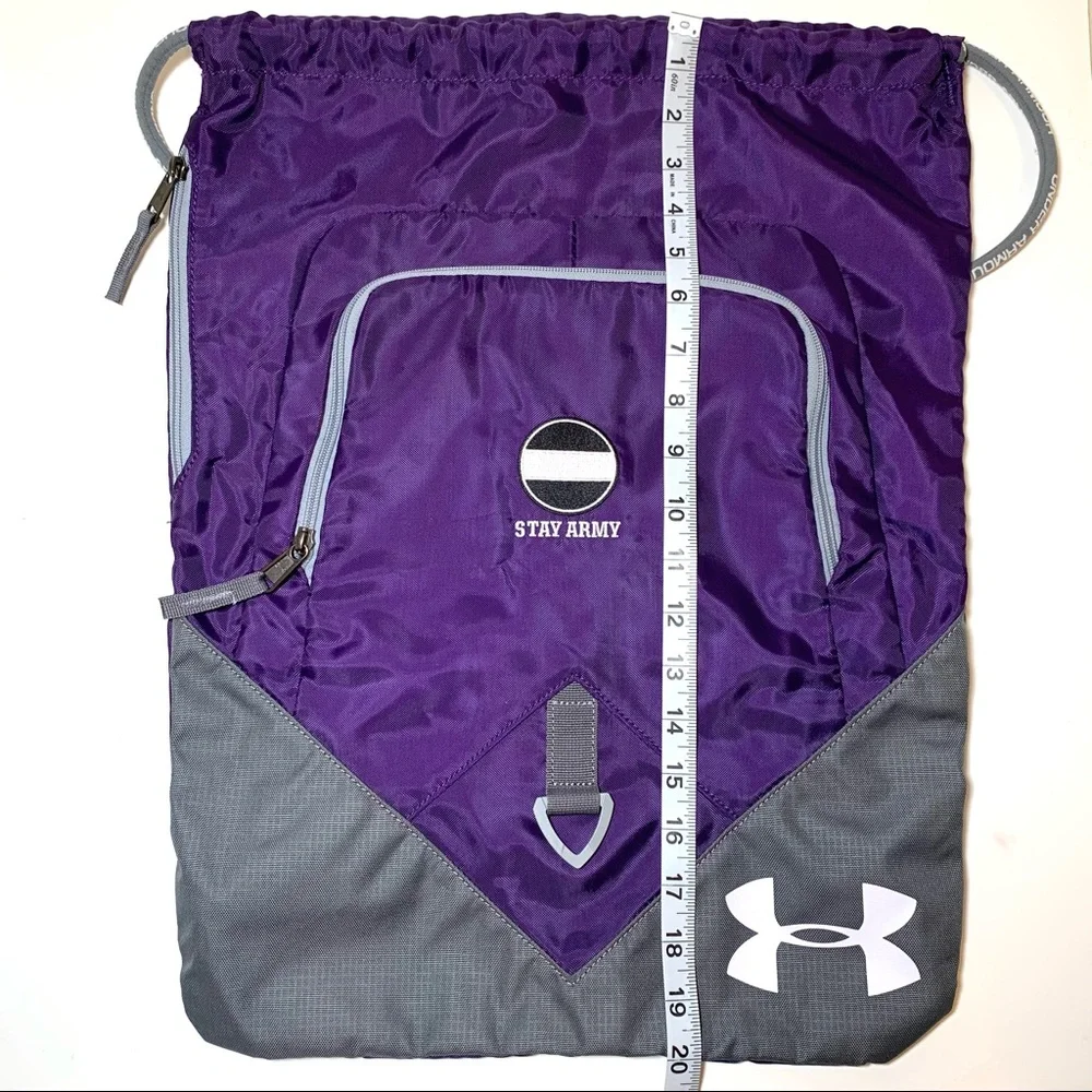 Under Armour Custom Stay Army US Army Unisex Sackpack NWOT Gym Bag Purple Gray